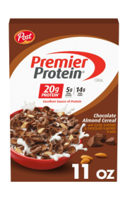 Post Premier Protein Chocolate Almond Cereal, Chocolatey Protein Cereal, Crunchy 11 oz Box