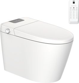 Smart Toilet Bidet Combo with Foot Sensor Open Cover/Seat, LED Display, Self-Cleaning Nozzle, Heated Seat, Night Light, Knob Control