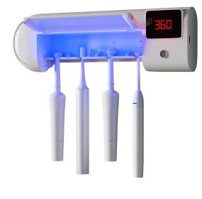 Hanging Toothbrush Holder UV Sanitizer with 4 Slots, Pack of 36 White Automatic Toothbrush Holder Wall Mounted with Automatic Timer and 30 Days C