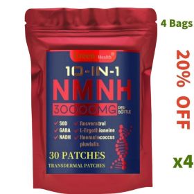 NMNH Transdermal Patches with NAD Resveratrol, PQQ for Anti-Aging, Energy, Focus, 30 Patches (Color: 4 Bags(120 Patches))